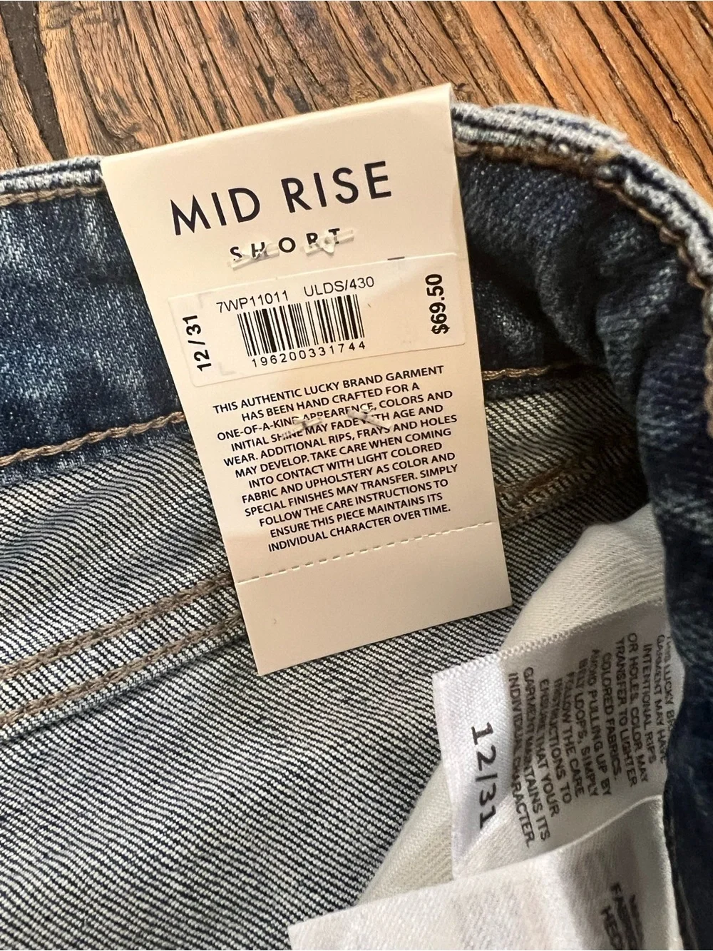 Lucky Brand Washed Light Blue Distressed Roll-Cuff Denim Shorts